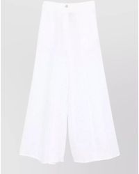 Semicouture - Kym Linen Trousers Wide Leg Design - Lyst