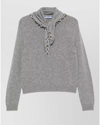 Prada - Crew Neck Long Sleeve Knit Top - Lyst