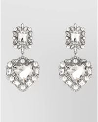 Self-Portrait - Crystal Pearl Heart Drop Tiered Earrings - Lyst