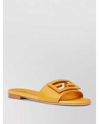 Fendi - Leather Ff Baguette Motif Slide Sandals - Lyst