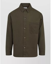Saint Laurent - Solferino Cotton Gabardine Overshirt With Cassandre Logo - Lyst