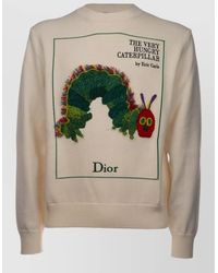 Dior - Crew Neck Sweater Graphic Design Ribbed Cuffs Hem - Lyst