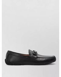 Ferragamo - Leather Driving Loafers Metal Detail Rubber Sole - Lyst