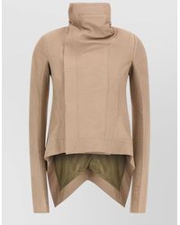 Rick Owens - Lamb Leather Draped Asymmetric Single Breasted Coat - Lyst
