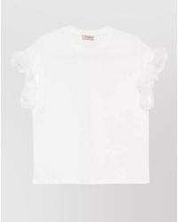 Twinset - Silk Blend Top Crew Neck Ruffle Sleeves - Lyst
