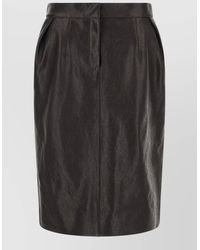 Magda Butrym - Leather Pleated Mid-Rise Midi Pencil Skirt - Lyst