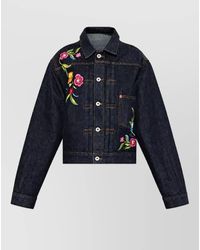 KENZO - Floral-Embroidered Denim Jacket - Lyst
