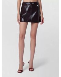 Courreges - High Waist Mini Shorts Shiny Buttons - Lyst