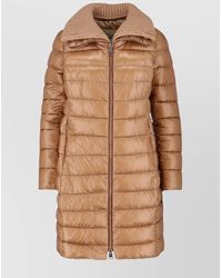 Herno - Long Quilted Piumino With Removable Knit Collar - Lyst