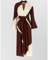 Alberta Ferretti - Printed V-Neck Long-Sleeve Maxi Dress - Lyst