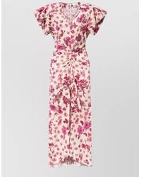 Isabel Marant - Silk Floral Print Knot Detail Midi Dress - Lyst