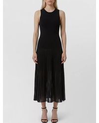 Alaïa - Sheer Midi Knit Dress Pleated Panels - Lyst