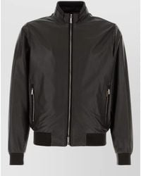 Moorer - Carasco Leather Jacket Stand Collar Ribbed - Lyst
