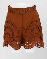Charo Ruiz - Dune Shorts Belted Waist Eyelet Scalloped Hem - Lyst