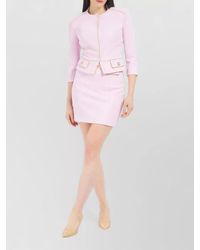 Elisabetta Franchi - High Waist Mini Skirt Front Pockets - Lyst