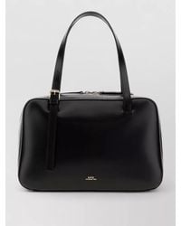 A.P.C. - Virginie Leather Tote Handbag Contrast Stitching - Lyst