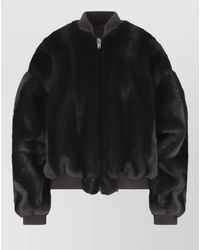 MM6 by Maison Margiela - Faux Fur Texture Coat Ribbed Collar Hem - Lyst