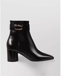 Ferragamo - Lamb Leather Ankle Boots With Block Heel - Lyst