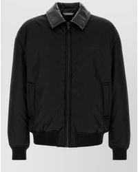 Balenciaga - Leather Collar Padded Bomber Jacket - Lyst