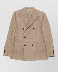 Boglioli - Linen Double Breasted Checked Peak Lapel Jacket - Lyst
