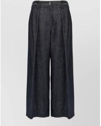Brunello Cucinelli - Pleated Crop Trousers Wide Leg Belt Loops - Lyst