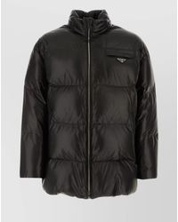 Prada - Lamb Leather Down Jacket - Lyst