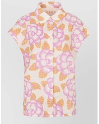 Marni - Floral Cap-Sleeve Cotton Shirt - Lyst