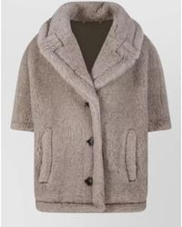 Max Mara - Faux Fur Shawl Collar Coat Side Pockets - Lyst