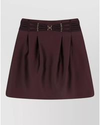 Elisabetta Franchi - Satin Mini Skirt High Waist Pleats Straps - Lyst