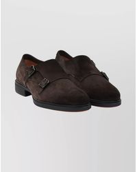 Santoni - Suede Double Buckle Loafers - Lyst