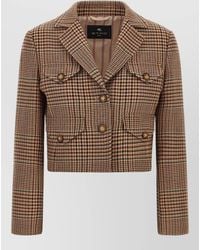Etro - Prince Wales Cropped Plaid Blazer Jacket - Lyst