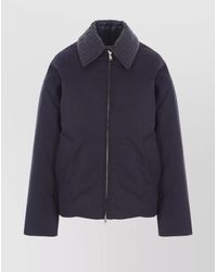 Bottega Veneta - Quilted Nylon Jacket With Woven Leather Collar - Lyst