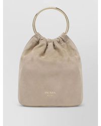 Prada - Bucket Bag Circular Handle Suede Finish - Lyst