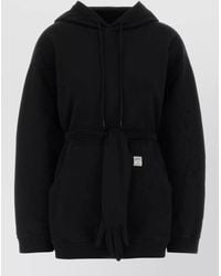 MM6 by Maison Margiela - Cotton Mini Sweatshirt Dress Hood Waist Tie - Lyst