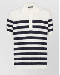 Balmain - Virgin Wool Knitted Striped Short-Sleeve Polo Shirt - Lyst