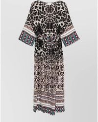 Pierre Louis Mascia - Silk Printed Short-Sleeve Maxi Dress - Lyst