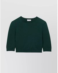 Saint Laurent - Wool Cropped Knit Top With Ribbed Finish - Lyst