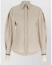Brunello Cucinelli - Stretch Cotton Poplin Shirt With Shiny Silk Cuffs - Lyst