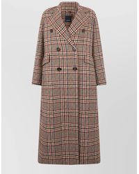 Max Mara - Wool Checked Double-Breasted Long Coat - Lyst