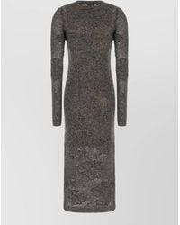 Brunello Cucinelli - Flower Lace Knit Dress Long Sleeves - Lyst