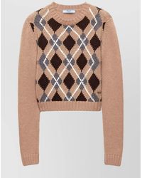Prada - Check-Patterned Crewneck Jumper - Lyst