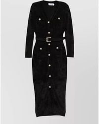 Self-Portrait - Crystal-Embellished Belted V-Neck Midi Dress - Lyst