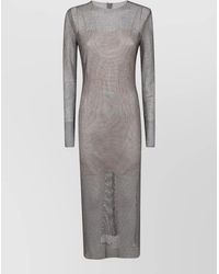 Alberta Ferretti - Crystal Net Midi Dress Long Sleeves - Lyst