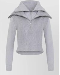 Balenciaga - Wool Ribbed Double Collar Zip-Up Sweater - Lyst