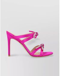 Stuart Weitzman - Bow Detail Open Toe Strappy Mules - Lyst