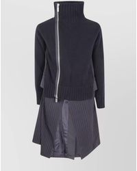 Sacai - Wool Single Breasted Coat - Lyst