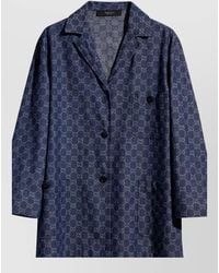 Gucci - Light Denim Coat Patterned Front Pockets Lapels - Lyst