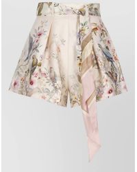 Zimmermann - Silk Blend Floral-Print Pleated Tailored Shorts - Lyst