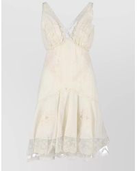 Ermanno Scervino - Dress V Neck Sleeveless Tiered Skirt Lace - Lyst