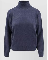 Brunello Cucinelli - Long Sleeve Turtleneck Top Ribbed Hem - Lyst